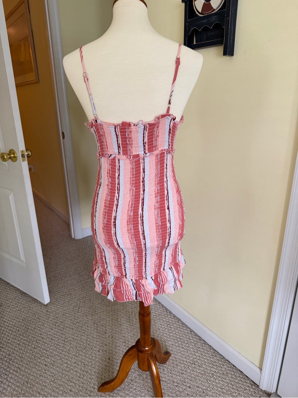 Style Rack Pink & White Striped Ruffle Mini Dress - Picture 2 of 3